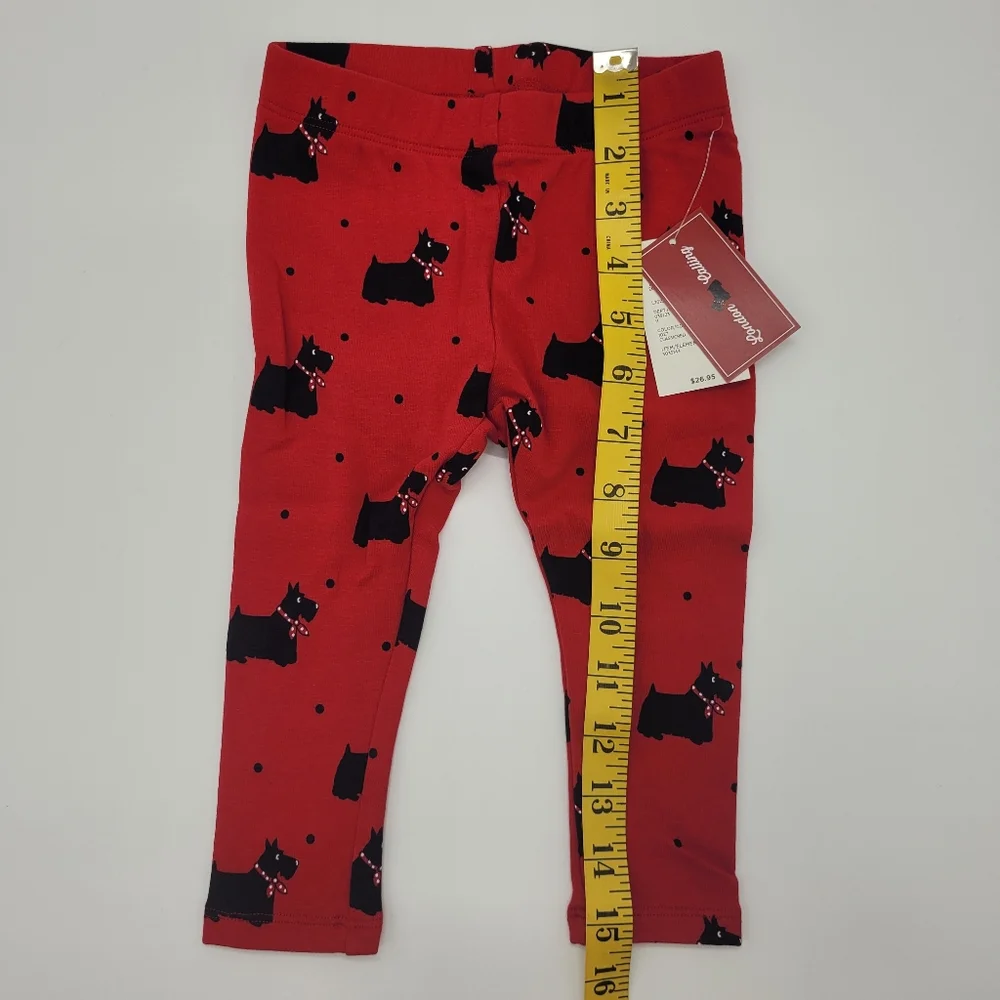 Gymboree Leggings Red Terrier Dog Black Stretch Cotton Size 12-18mo NEW